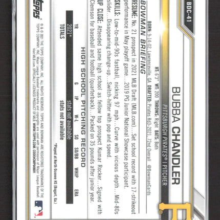 2021 Topps Bowman Draft Sapphire Edition Bubba Chandler #BDC-41 Green 13/50