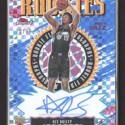 2026 Topps Finest Rookie Finest Auto Ace Bailey #RFA-AB Blue RC 10/99 Auto