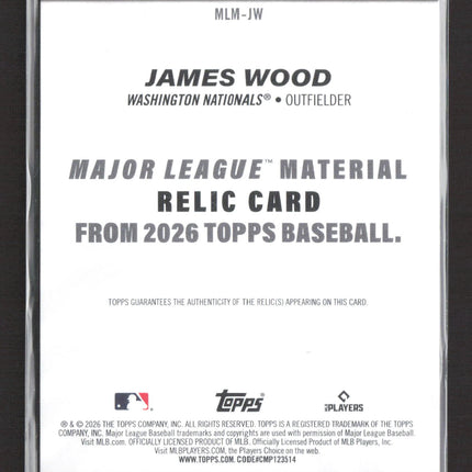 2026 Topps Major League Material James Wood #MLM-JW Jersey