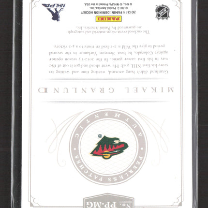 2013 Panini Dominion Peerless Patches Mikael Granlund #PP-MG Patch 47/50 Auto