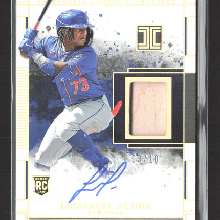 2025 Panini Impeccable Luisangel Acuna #ILS-LA 03/10 Bat Relic RC Auto Gold