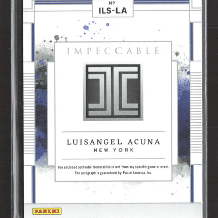 2025 Panini Impeccable Luisangel Acuna #ILS-LA 03/10 Bat Relic RC Auto Gold