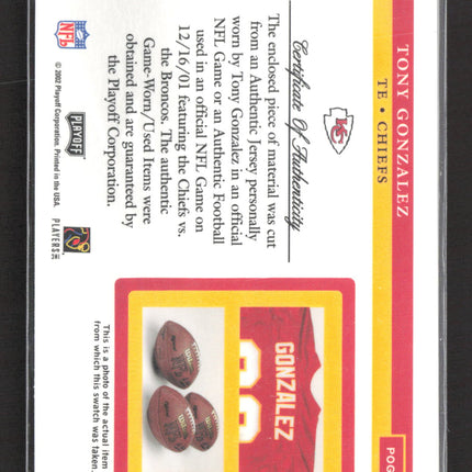 2002 Playoff Piece of the Game Tony Gonzalez #POG-54 Jersey Patch
