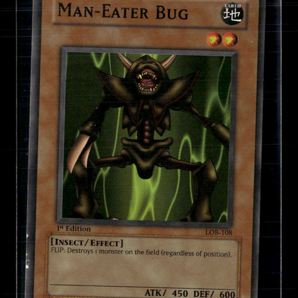 Yu-Gi-Oh! Man-Eater Bug The Legend of Blue Eyes White Dragon SR LOB-108 1st Ed