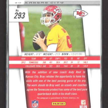 2013 Panini Prizm Tyler Bray #293 RC Auto