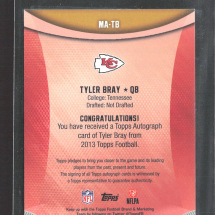 2013 Topps Football Tyler Bray #MA-TB 32/99 RC Auto