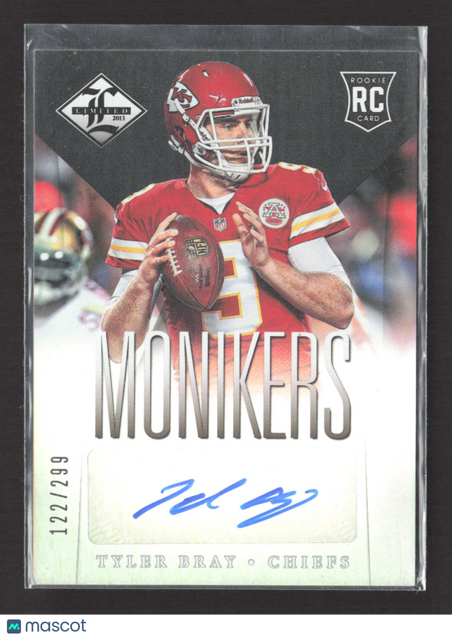 2013 Panini Limited Monikers Tyler Bray #198 RC 122/299 Auto