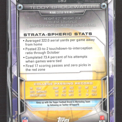 2014 Topps Strata Teddy Bridgewater #185 RC