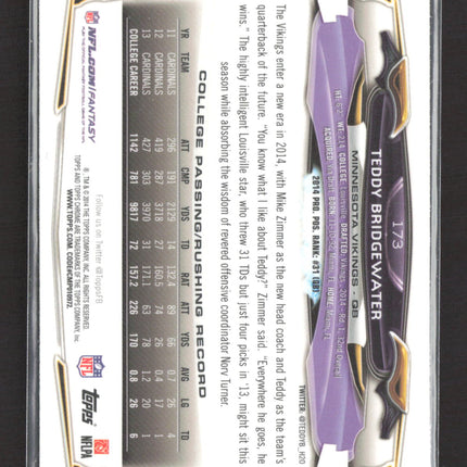 2014 Topps Chrome Teddy Bridgewater #173 RC