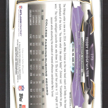 2014 Topps Chrome Teddy Bridgewater #173 Green RC