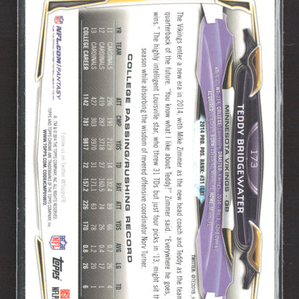 2014 Topps Chrome Teddy Bridgewater #173 Green Refractor RC