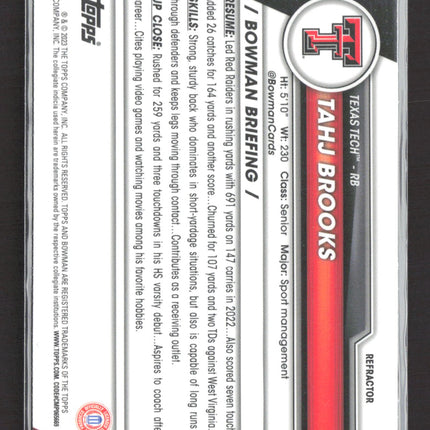 2023 Bowman Chrome University Tahj Brooks #132 Refractor 1st Bowman
