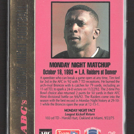 1993 Action Packed ABC's Monday Night Football Tim Brown #26