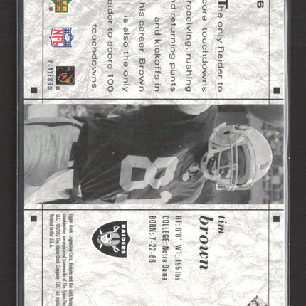 2002 Upper Deck SP Legendary Cuts Road to Immortality Tim Brown #116 547/800