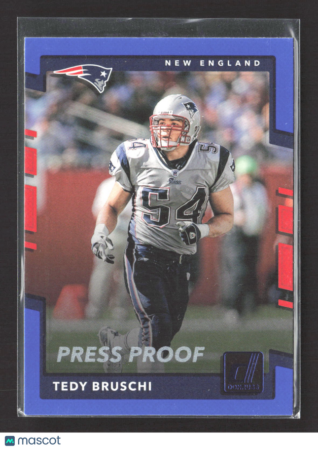 2017 Panini Donruss Football Tedy Bruschi #17 Press Proof Blue