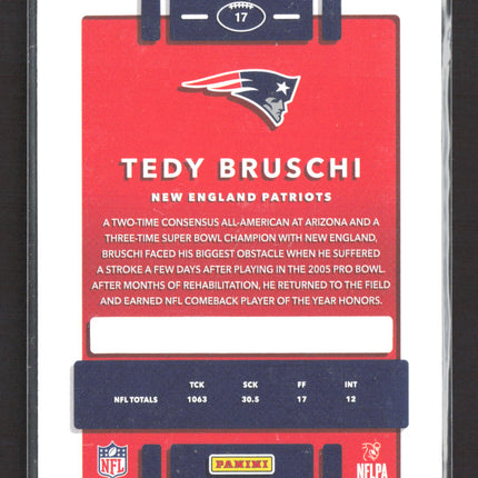 2017 Panini Donruss Football Tedy Bruschi #17 Press Proof Blue