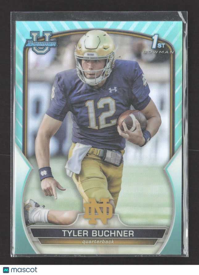 2022 Topps Bowman University Tyler Buchner #24 Aqua 1st Bowman