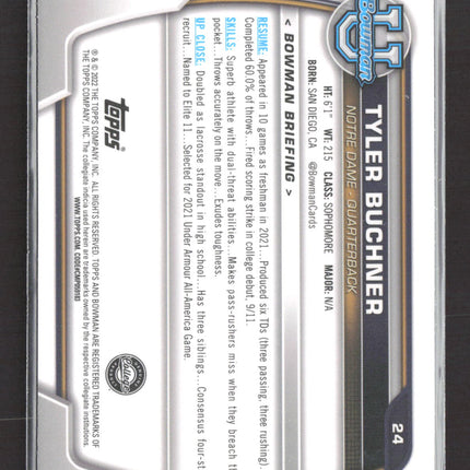 2022 Topps Bowman University Tyler Buchner #24 Pink