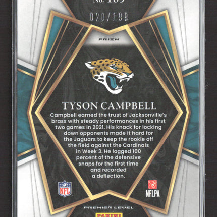2022 Panini Select Prizm Tyson Campbell #189 Blue RC 020/199