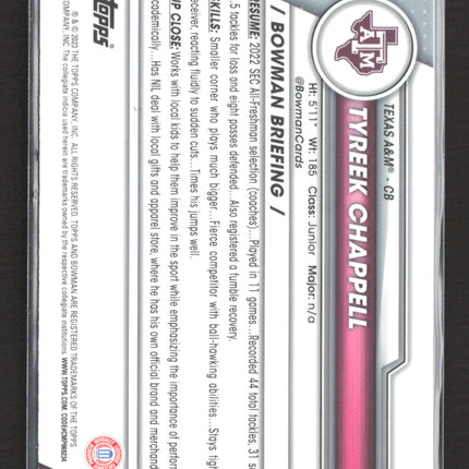 2023 Bowman Chrome University Tyreek Chappell #117 Sapphire 1st Bowman