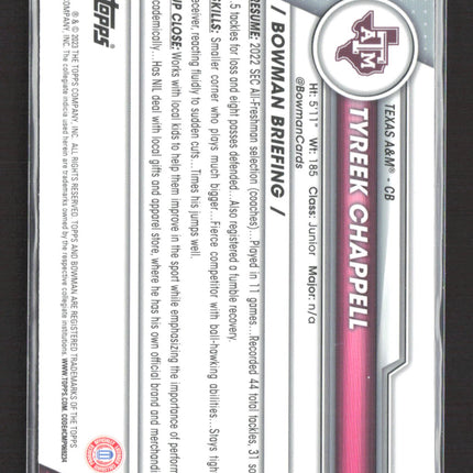 2023 Bowman Chrome University Tyreek Chappell #117 Sapphire 1st Bowman