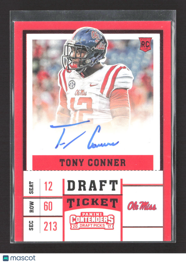 2017 Panini Contenders Draft Picks Draft Ticket Tony Conner #286 RC Auto