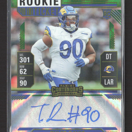 2025 Panini Contenders Rookie Ticket Tyler Davis #291 Green RC Auto