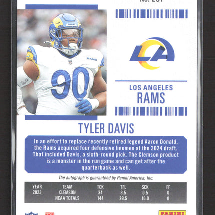 2025 Panini Contenders Rookie Ticket Tyler Davis #291 Green RC Auto
