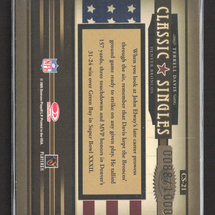 2005 Donruss Classics Classic Singles Terrell Davis #CS-21 0088/1000