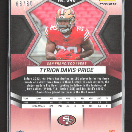 2022 Panini Mosaic Tyrion Davis-Price #340 Red RC 68/80