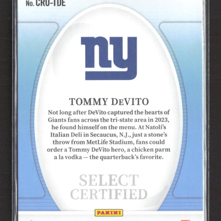 2024 Panini Select Certified Tommy DeVito #CRO-TDE RC