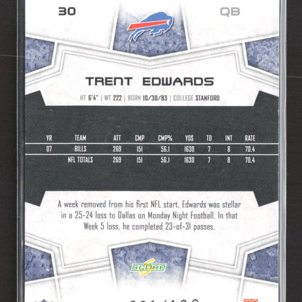 2008 Score Select Scorecard Trent Edwards #30