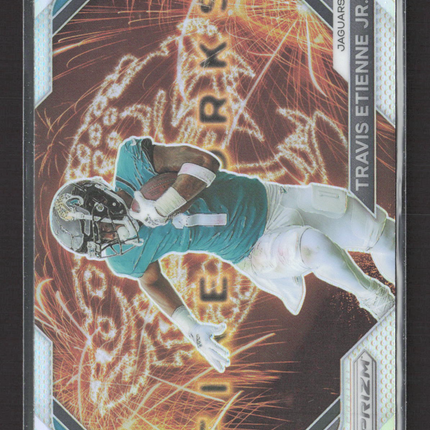 2023 Panini Prizm Fireworks Travis Etienne Jr. #F-18 Silver