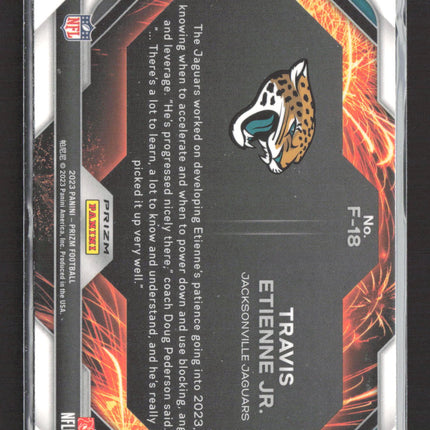 2023 Panini Prizm Fireworks Travis Etienne Jr. #F-18 Silver