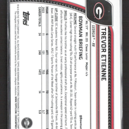 2024 Bowman Chrome University Trevor Etienne #177 Pink Refractor