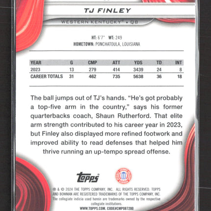 2024 Bowman University Best TJ Finley #63 Pink 082/100