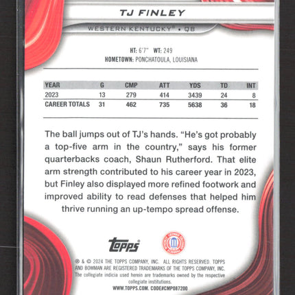 2024 Bowman's Best University TJ Finley #63 Green Refractor 33/35