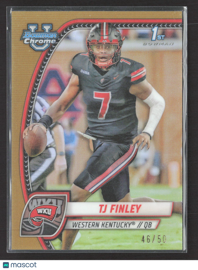 2024 Topps Bowman Chrome University TJ Finley #191 Gold 1st Bowman /50