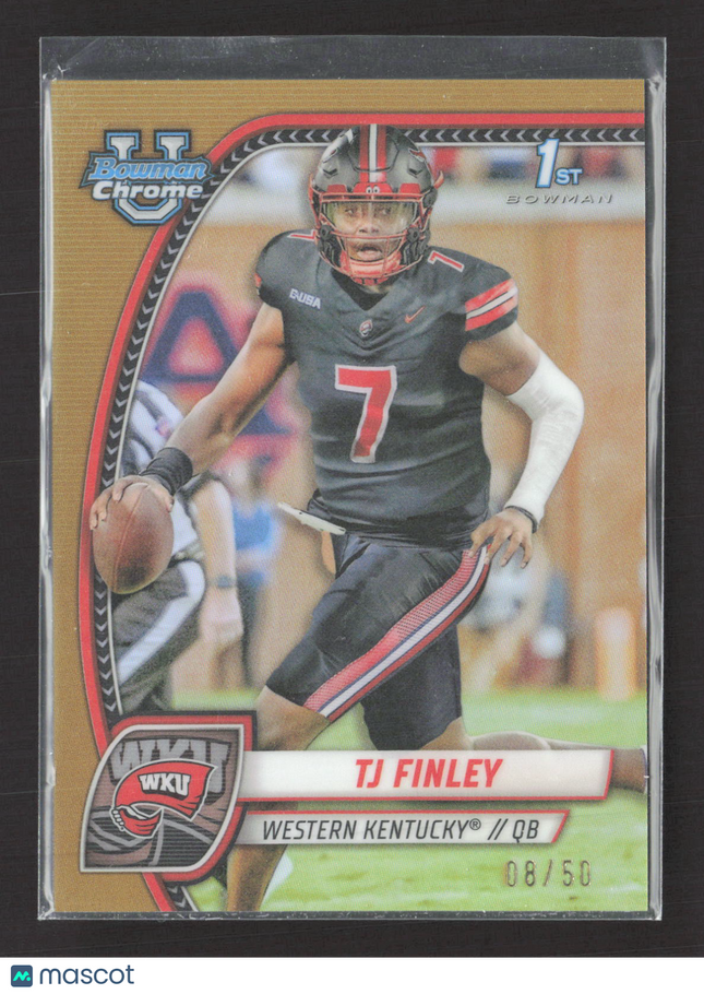 2024 Topps Bowman University Chrome TJ Finley #191 Gold Refractor /50