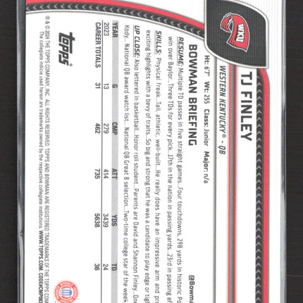 2024 Topps Bowman University Chrome TJ Finley #191 Gold Refractor /50