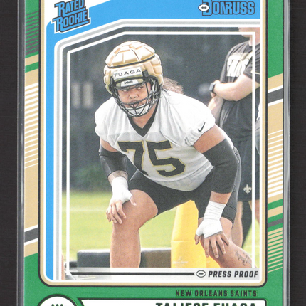 2024 Panini Donruss Taliese Fuaga #310 Green Press Proof