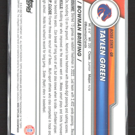 2023 Topps Bowman Chrome University Taylen Green #14 Sapphire