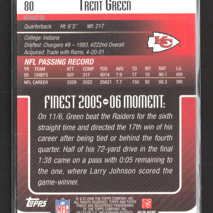 2006 Topps Finest Trent Green #80 Blue Refractor /299
