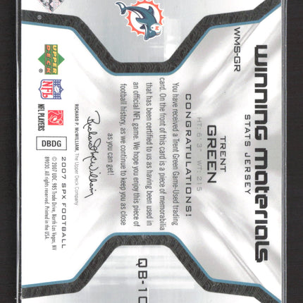 2007 Upper Deck SPx Winning Materials Trent Green #WMS-GR Game-Used Jersey