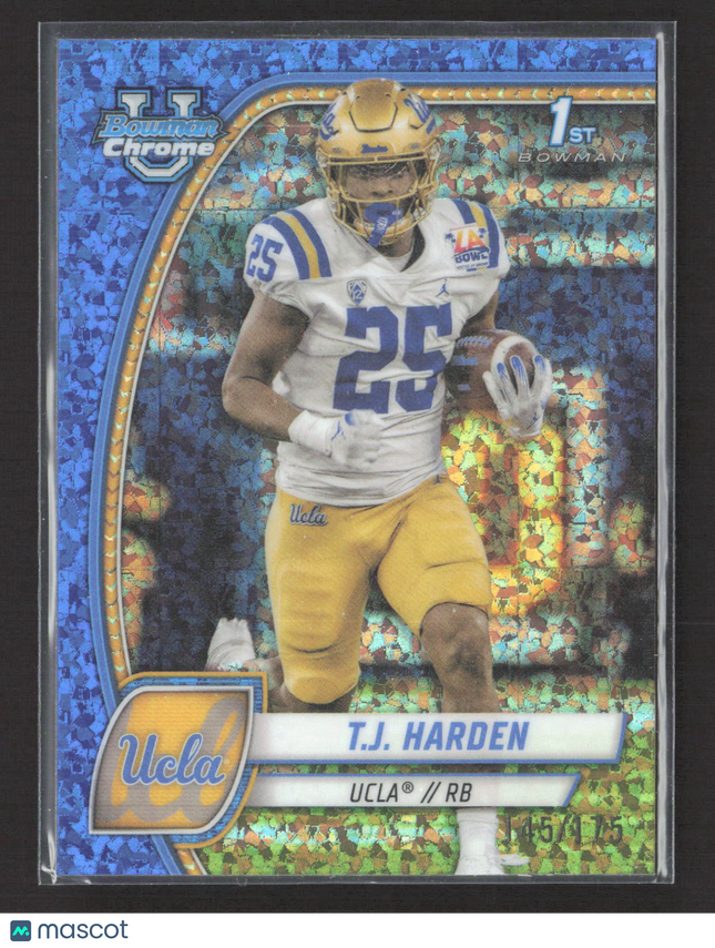 2024 Topps Bowman Chrome University T.J. Harden #165 Blue Mini Diamond /175