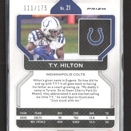 2021 Panini Prizm T.Y. Hilton #21 Green Scope 111/175