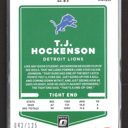 2021 Panini Donruss Optic T.J. Hockenson #83 Circles Prizm 042/125