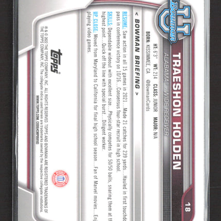 2022 Bowman University Traeshon Holden #18 1st Bowman