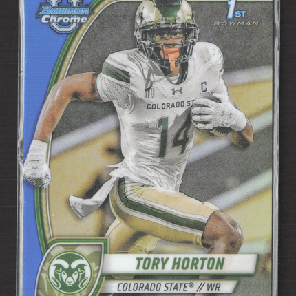 2024 Topps Bowman Chrome University Tory Horton #174 Blue Refractor 1st /199