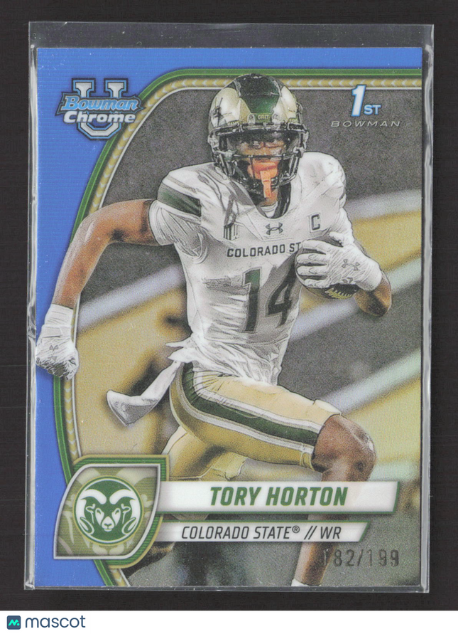 2024 Topps Bowman Chrome University Tory Horton #174 Blue Refractor 1st /199